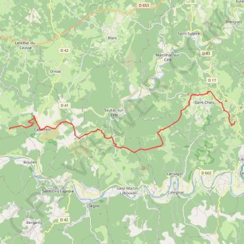 Itinéraire Cajarc - Pech-Merle, distance, dénivelé, altitude, carte, profil, trace GPS