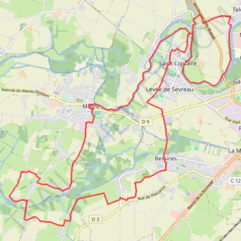 Itinéraire Circuit Cyclable 6 - Marais poitevin des Deux-Sèvres, distance, dénivelé, altitude, carte, profil, trace GPS
