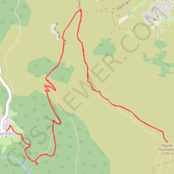 Itinéraire Puy de Tourrettes, distance, dénivelé, altitude, carte, profil, trace GPS