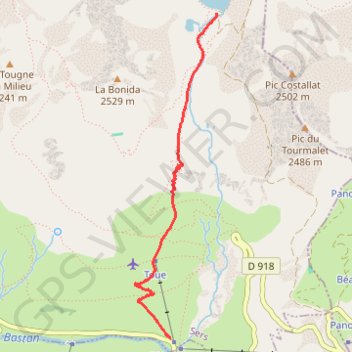Itinéraire Lac d'Oncet depuis Super-Barèges, distance, dénivelé, altitude, carte, profil, trace GPS