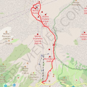 Itinéraire Randonnée sur l'Etna, distance, dénivelé, altitude, carte, profil, trace GPS