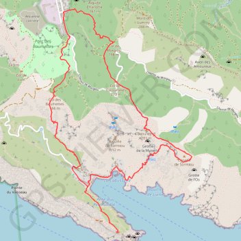 Itinéraire Par la Calanque de Sormiou depuis les Baumettes, distance, dénivelé, altitude, carte, profil, trace GPS
