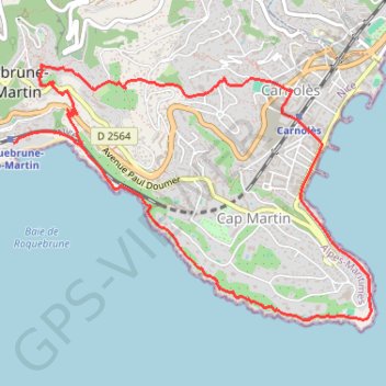 Itinéraire Tour du Cap Martin, distance, dénivelé, altitude, carte, profil, trace GPS