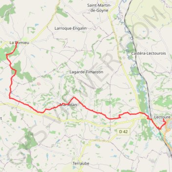 Itinéraire Lectoure - La Romieu, distance, dénivelé, altitude, carte, profil, trace GPS