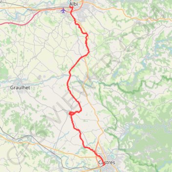 Itinéraire Albi Castres par le chemin des droits de l'Homme, distance, dénivelé, altitude, carte, profil, trace GPS