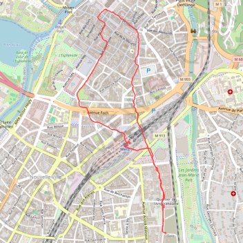 Itinéraire Metz, Sablon&Centre, distance, dénivelé, altitude, carte, profil, trace GPS