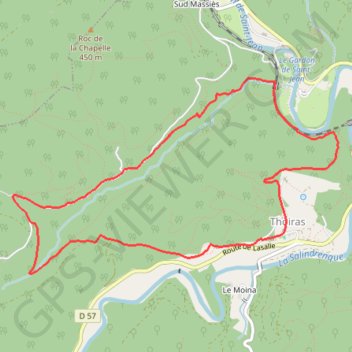 Itinéraire Thoiras, distance, dénivelé, altitude, carte, profil, trace GPS