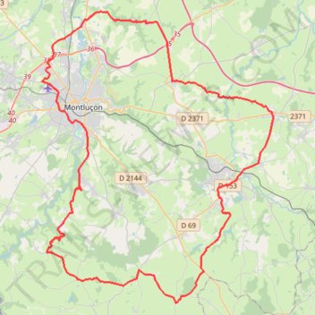 Itinéraire Saint-Thérence – Arpheuilles – Ronnet – Commentry – Doyet, distance, dénivelé, altitude, carte, profil, trace GPS