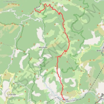 Itinéraire Randonnée Sospel Camp d'Argent, distance, dénivelé, altitude, carte, profil, trace GPS