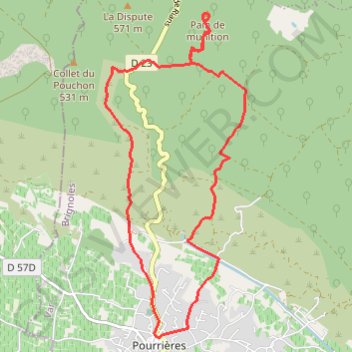 Itinéraire Pourrieres, distance, dénivelé, altitude, carte, profil, trace GPS