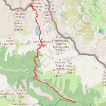 Itinéraire Lac Nègre - Pas du Préfouns, distance, dénivelé, altitude, carte, profil, trace GPS