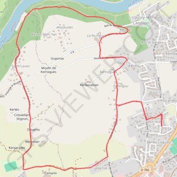 Itinéraire Randonnée Plouer - Lannion, distance, dénivelé, altitude, carte, profil, trace GPS
