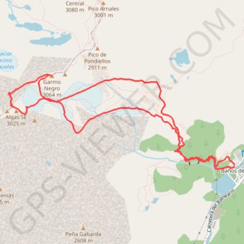 Itinéraire Garmo Negro y Pico de Algas depuis Panticosa, distance, dénivelé, altitude, carte, profil, trace GPS
