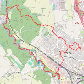 Itinéraire Boucle depuis Bussigny avec retour le long de la Venoge, distance, dénivelé, altitude, carte, profil, trace GPS