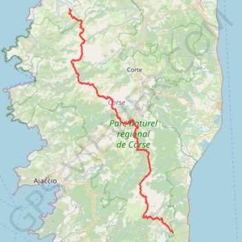 Itinéraire Traversée de la Corse du nord au sud, distance, dénivelé, altitude, carte, profil, trace GPS