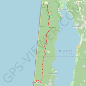 Itinéraire Carcans-Hourtins, distance, dénivelé, altitude, carte, profil, trace GPS