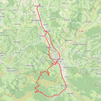 Itinéraire Bagnères-de-Bigorre - Col du couret, distance, dénivelé, altitude, carte, profil, trace GPS