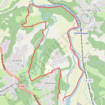 Itinéraire Circuit de la Nive - Ustaritz, distance, dénivelé, altitude, carte, profil, trace GPS