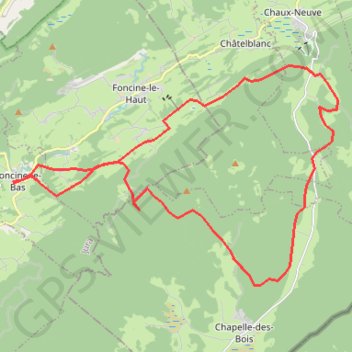 Itinéraire Boucle au départ de Foncine-le-Bas à destination du Parc Polaire du Cernois et de Chapelle-des-Bois, distance, dénivelé, altitude, carte, profil, trace GPS