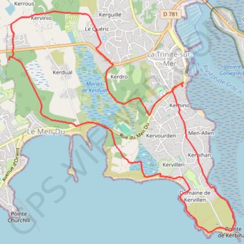 Itinéraire LA TRINITE SUR MER, distance, dénivelé, altitude, carte, profil, trace GPS