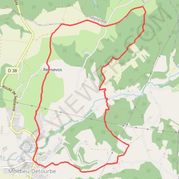 Itinéraire Moidieu (38), distance, dénivelé, altitude, carte, profil, trace GPS