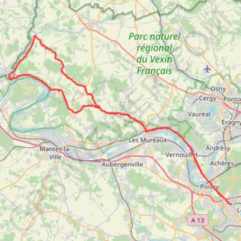 Itinéraire 100k TT Vexin, distance, dénivelé, altitude, carte, profil, trace GPS