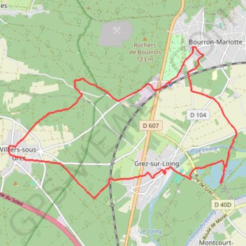 Itinéraire 22 06 12 Grez sur Loing - Tacots des lacs, distance, dénivelé, altitude, carte, profil, trace GPS
