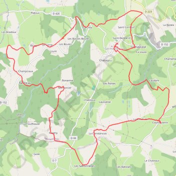 Itinéraire Boucle à Sermentizon, distance, dénivelé, altitude, carte, profil, trace GPS
