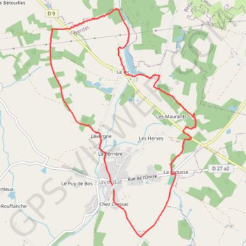 Itinéraire Randonnée à Javerdat, distance, dénivelé, altitude, carte, profil, trace GPS