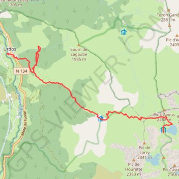 Itinéraire Aspe les ânes - Etape 4, distance, dénivelé, altitude, carte, profil, trace GPS