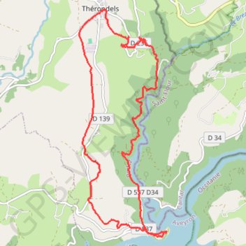 Itinéraire Carladez - La Presqu'île de Laussac., distance, dénivelé, altitude, carte, profil, trace GPS