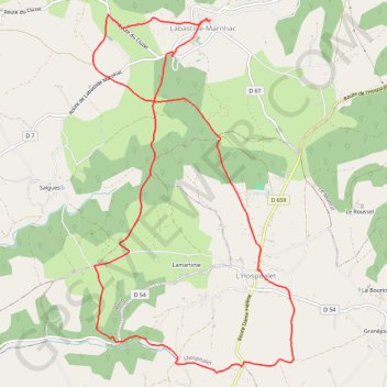 Itinéraire Labastide-Marnhac-Lhospitalet, distance, dénivelé, altitude, carte, profil, trace GPS