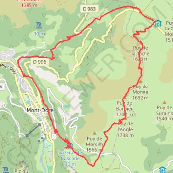 Itinéraire Randonnée des 4 puys (Mont-Dore), distance, dénivelé, altitude, carte, profil, trace GPS