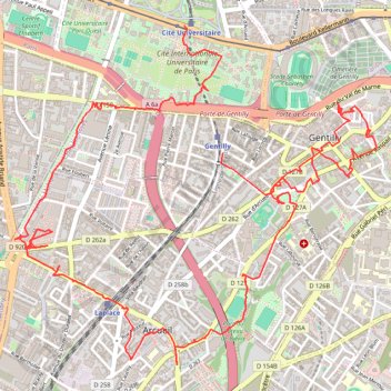 Itinéraire Paris à Arcueil - sur les traces de la Bièvre, distance, dénivelé, altitude, carte, profil, trace GPS