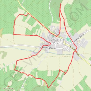 Itinéraire La ronde des fontaines à Saint-Bris-le-Vineux, distance, dénivelé, altitude, carte, profil, trace GPS