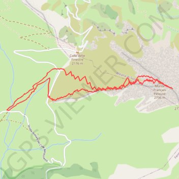 Itinéraire Monte Français Pelouxe, distance, dénivelé, altitude, carte, profil, trace GPS
