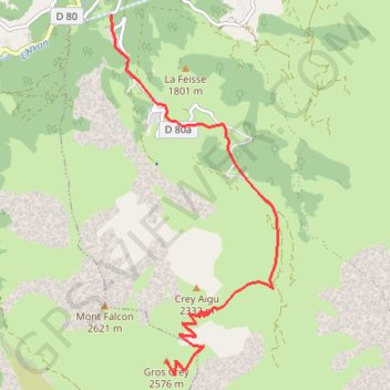 Itinéraire Rando le Gros Crey, distance, dénivelé, altitude, carte, profil, trace GPS