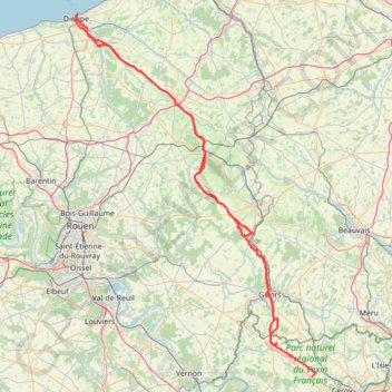 Itinéraire De Vigny à Dieppe et retour, distance, dénivelé, altitude, carte, profil, trace GPS