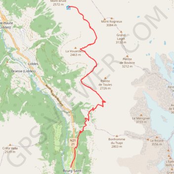 Itinéraire Bourg Saint Pierre - Cabane de Mille, distance, dénivelé, altitude, carte, profil, trace GPS
