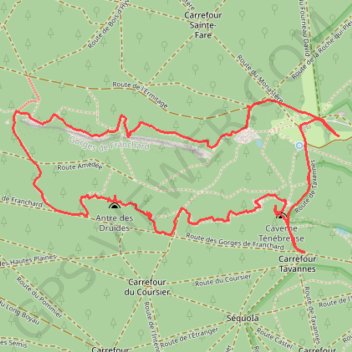 Itinéraire Les Gorges de Franchard, distance, dénivelé, altitude, carte, profil, trace GPS