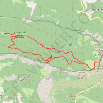 Itinéraire Forêt de Saou , Pic Le Veyou (un des 3 becs), distance, dénivelé, altitude, carte, profil, trace GPS