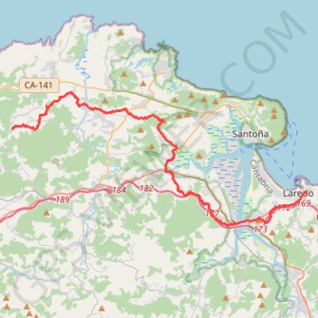 Itinéraire CamNor_10b_Laredo-Guemes ueber Colindres und Gama, distance, dénivelé, altitude, carte, profil, trace GPS