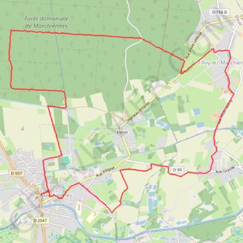 Itinéraire Forêt de Marchiennes, distance, dénivelé, altitude, carte, profil, trace GPS