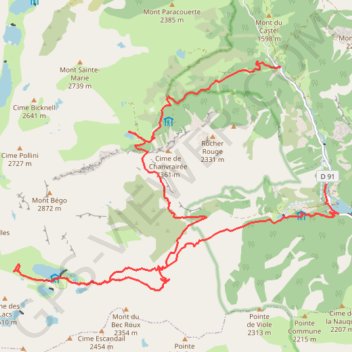 Itinéraire Castérino - Refuge des Merveilles, distance, dénivelé, altitude, carte, profil, trace GPS