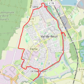Itinéraire Val de Reuil, distance, dénivelé, altitude, carte, profil, trace GPS