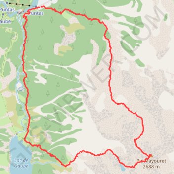 Itinéraire Le Pic Mayouret - Cauterets, distance, dénivelé, altitude, carte, profil, trace GPS