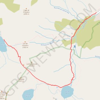 Itinéraire Lacs de Melo, Capitello et Goria, distance, dénivelé, altitude, carte, profil, trace GPS