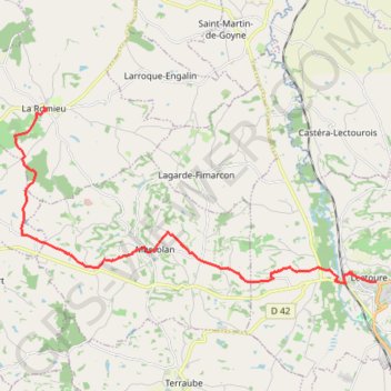 Itinéraire Lectoure-La-Romieu, distance, dénivelé, altitude, carte, profil, trace GPS