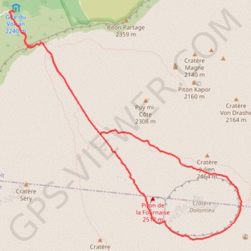 Itinéraire Boucle Piton de la Fournaise, distance, dénivelé, altitude, carte, profil, trace GPS