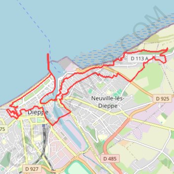 Itinéraire Dieppe si tu m'étais conté, distance, dénivelé, altitude, carte, profil, trace GPS